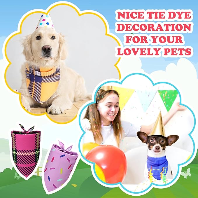 Huhumy 100 Pcs Plaid Dog Bandanas Bulk Pet Bibs Colorful Triangle Scarf Plaid - Image 6