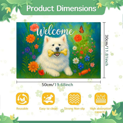 HOMETITUTE Cute Dog Feeding Mat Flower Garden Pattern 20" x 12", Non Slip Cat - Image 6