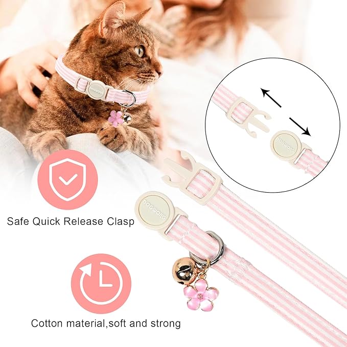 2 Pack Pink Purple Cat Collars Breakaway - Image 3