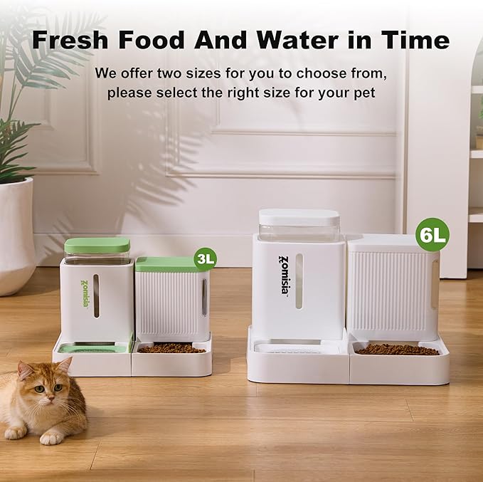 ZOMISIA Gravity Cat Feeder and Water Dispenser, 2 in 1 Cat Self Feeder - Image 7