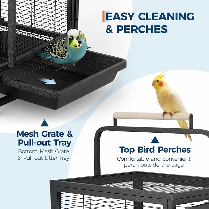 Large Bird Cage, Wood Parakeet Cage - Image 5