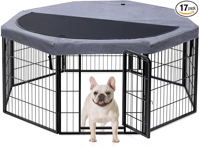 PETIME Dog Playpen, Metal Exercise Puppy Pen Heavy Duty Kennels Yard Fence by PETIME