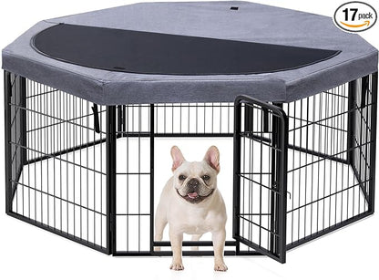 PETIME Dog Playpen, Metal Exercise Puppy Pen Heavy Duty Kennels Yard Fence by PETIME