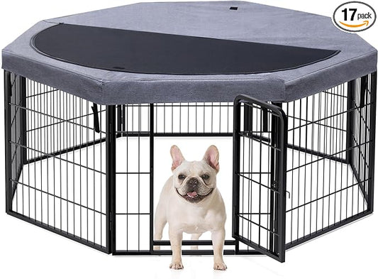 PETIME Dog Playpen, Metal Exercise Puppy Pen Heavy Duty Kennels Yard Fence by PETIME