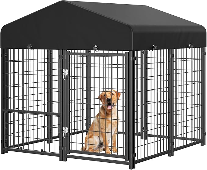 Sino Luban 4x4x4.6FT Dog Kennel Outdoor, Dog Run Enclosure Outside Dog Kennel by SINOLUBAN