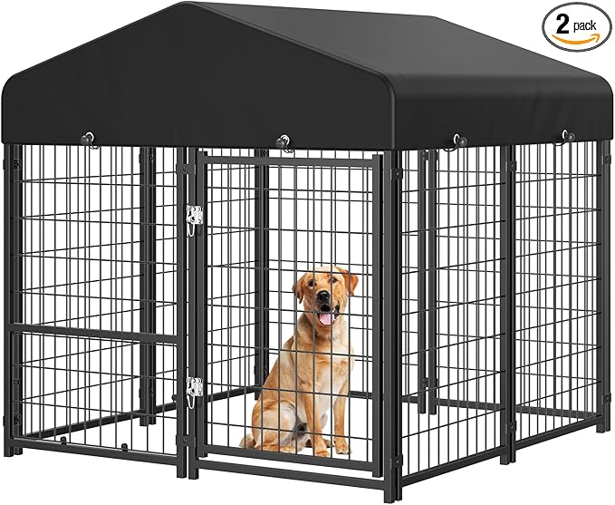 Sino Luban 2PCS 4x4x4.6FT Dog Kennel Outdoor, Dog Run Enclosure Outside Dog by SINOLUBAN