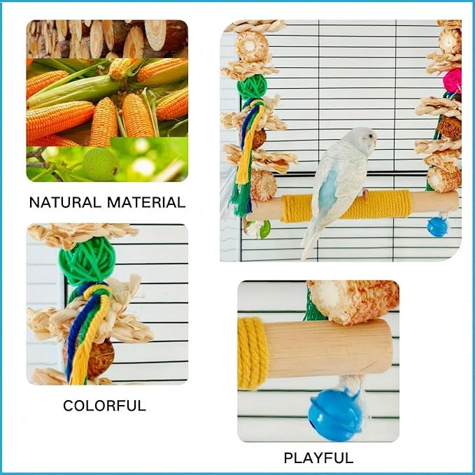 Bird Swings Toys for Parakeets Parrot, Natural Bird Perch Cage Hanging Chew - Image 5