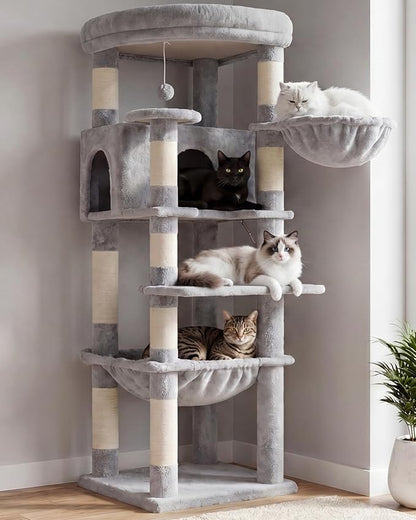Heybly Cat Tree, 53.1-Inch Corner Stable Cat Tower by HEYBLY