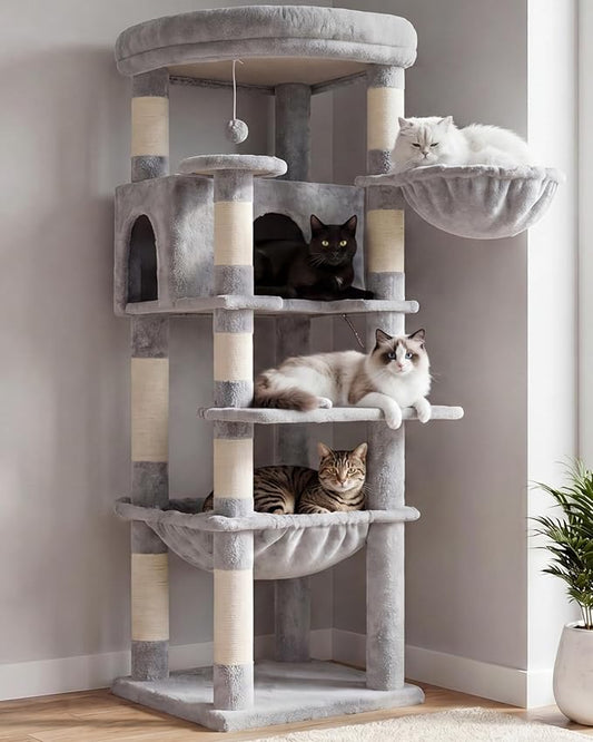 Heybly Cat Tree, 53.1-Inch Corner Stable Cat Tower by HEYBLY