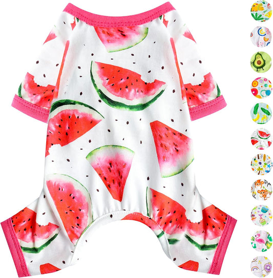 Dog Pajamas Pjs Summer Extra Small Dog Clothes for Small Dogs Girl - Boy, Soft Stretchy Puppy Chihuahua Teacup Clothes - Yorkie Cat Onesies Pet Jammies Outfit, S