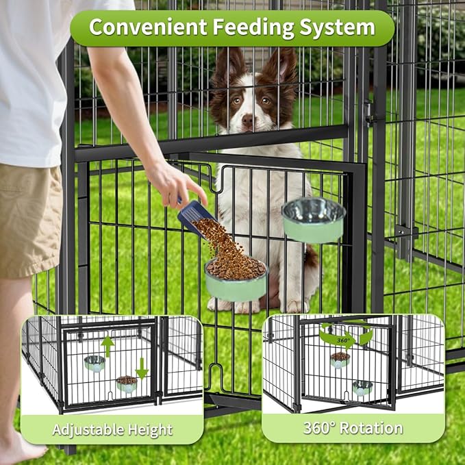 Dog Kennel Outdoor with Roof, 4x4.5x6.2FT Large Heavy Duty Outside Dog Enclosure - Image 2