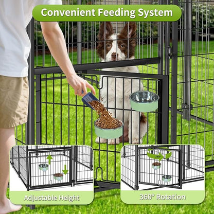Dog Kennel Outdoor with Roof, 4x4.5x6.2FT Large Heavy Duty Outside Dog Enclosure - Image 2