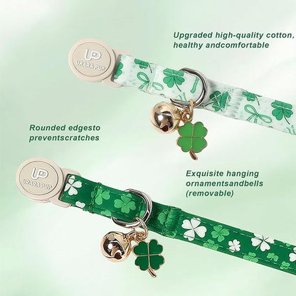 Cat Collar, Spring Green Shamrock Cat Collar - Image 2
