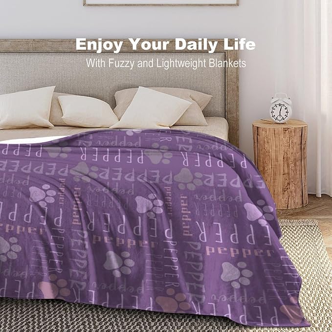 Personalized Dog Blanket with Name Customized Paw Prints Pet Blanket Loss - Image 2