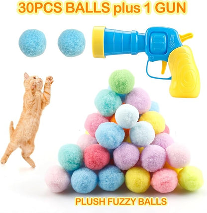 MeoHui 31Pcs Cat Ball Toy Launcher Gun, Cat Balls Fetch Toy, Funny Interactive - Image 3