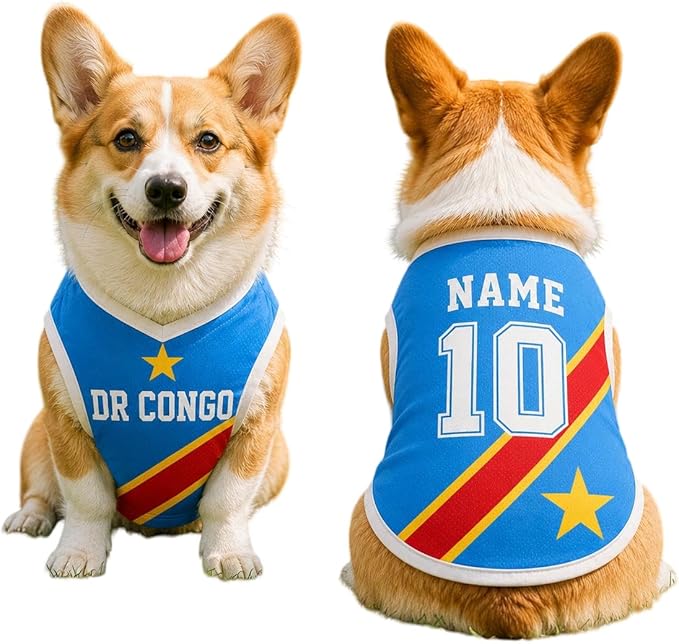 V-DECORPARKS Dog Jersey Custom Name Number, Pets Soccer Jersey by V-Decorparks