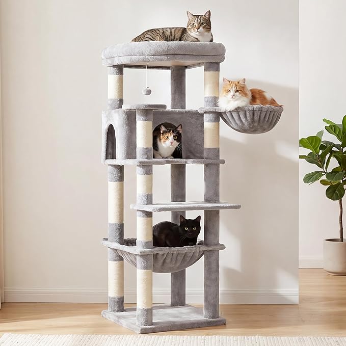 Heybly Cat Tree, 53.1-Inch Corner Stable Cat Tower - Image 10