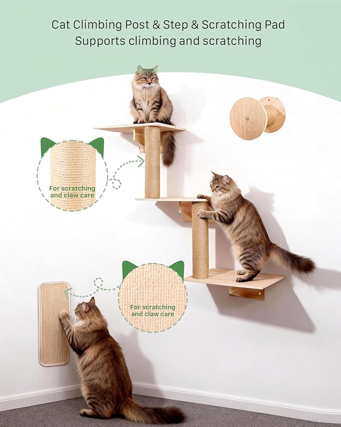 6 in 1 Cat Wall Shelves, Cat Wall Furniture - Image 6