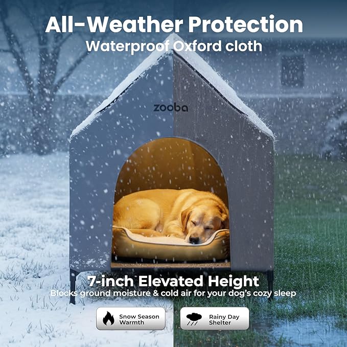 Zooba 48" XL Outdoor Dog House – Weatherproof Elevated Pet Shelter, Breathable - Image 2