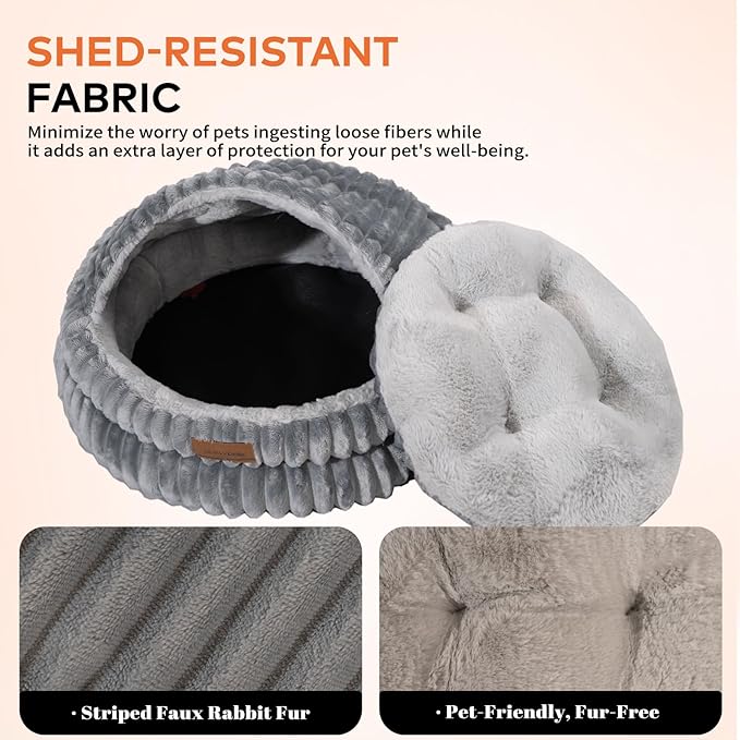 CHEERPALS Cat Cave Bed for Indoor Cats, Washable Covered Cat Bed Hooded Kitty - Image 3