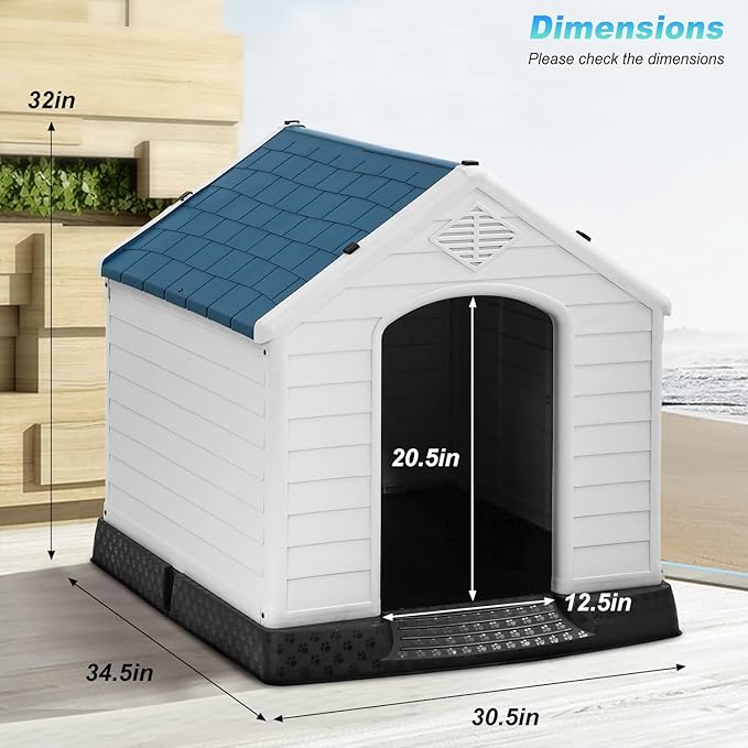 FDW Dog House Indoor Outdoor Durable Ventilate Waterproof Pet Plastic Dog House - Image 8
