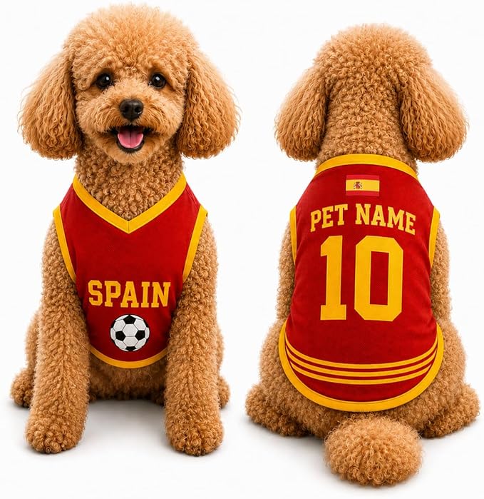 V-DECORPARKS Personalized Pet Soccer Jersey Custom Name Number Dog Cat Football by V-Decorparks