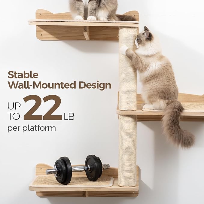 Cat Wall Shelves, 3-Tier Cat Shelves - Image 3