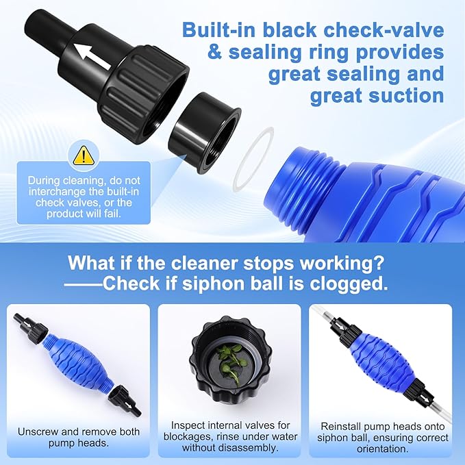 fishkeeper Siphon Ball Pump Head Replacement – 256GPH High Pressure Quick Start - Image 4