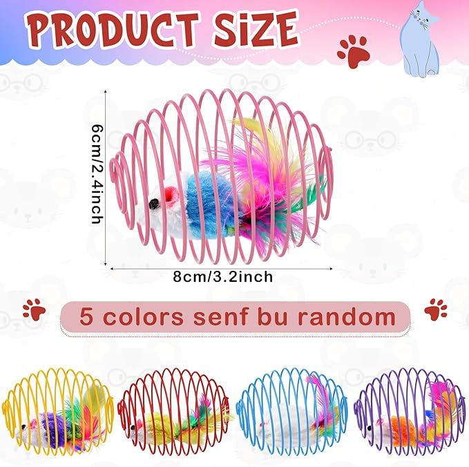 Jecery 5 Pcs Cat Spring Balls Toys Stretchable Rolling Balls Colorful Playful - Image 2