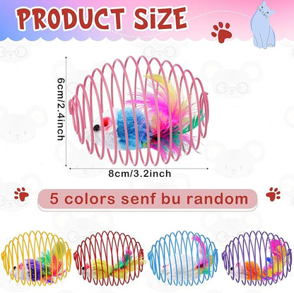 Jecery 5 Pcs Cat Spring Balls Toys Stretchable Rolling Balls Colorful Playful - Image 2