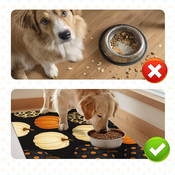 HOMETITUTE Fall Pumpkin Pet Feeding Mat Thankgiving Theme Dog and Cat Food Mat - Image 7