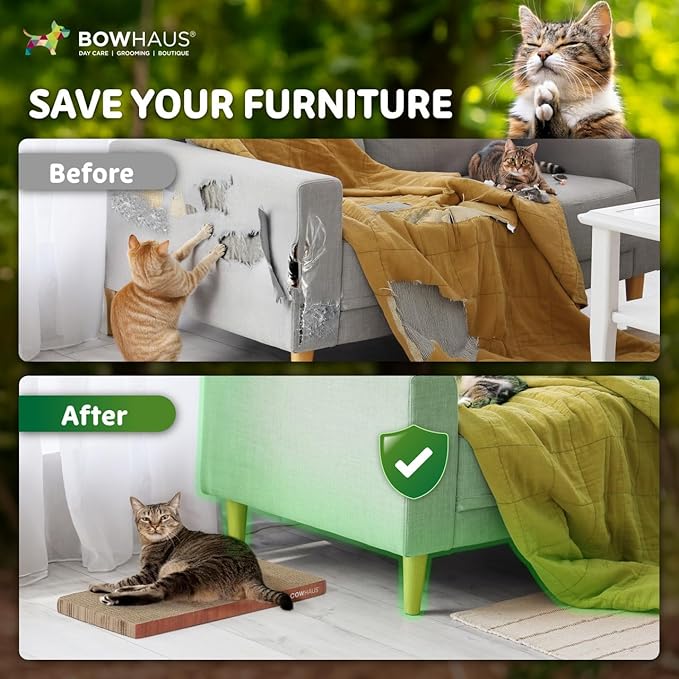 BOWHAUS Cat Scratcher Cardboard, Reversible Scratcher, Durable & Long-Lasting - Image 4