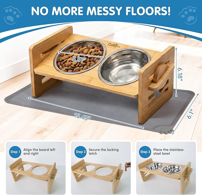 Elevated Dog Bowls for Small Dogs & Cats, Adjustable Raised Dog Bowl Stand - Image 5