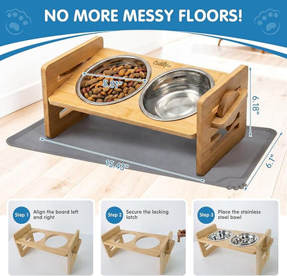 Elevated Dog Bowls for Small Dogs & Cats, Adjustable Raised Dog Bowl Stand - Image 5