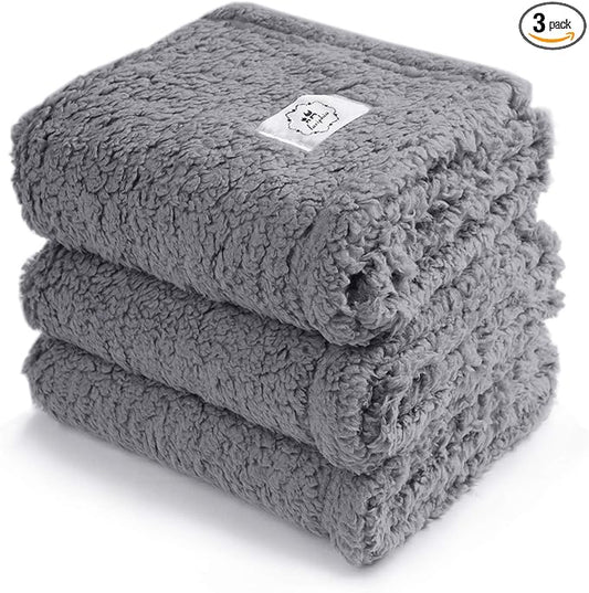 1 Pack 3 Calming Blankets Fluffy Premium Fleece Pet Blanket Soft Sherpa Throw by luciphia