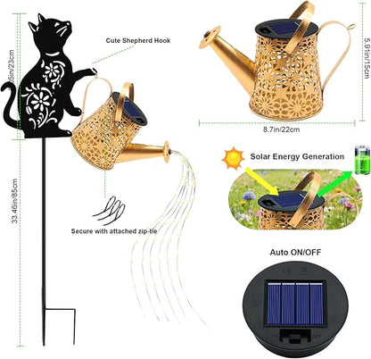 Solar Lights Outdoor, 2 Pack Black Cat Solar Watering Can Lights, Birthday Gifts - Image 2
