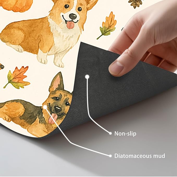 HOMETITUTE Fall Dog Pet Feeding Mat Autumn Pumpkin Design Food Mat - Image 5