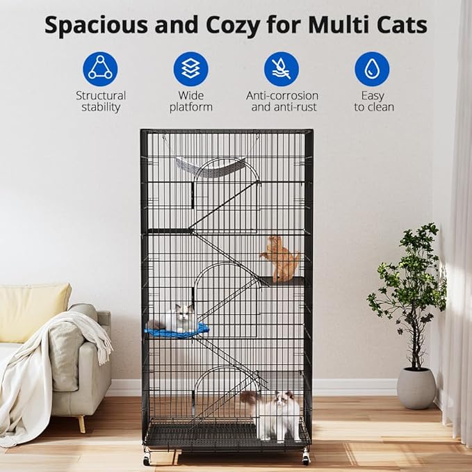 PawGiant 6-Tier Large Cat Cage Playpen, 72-inch Indoor/Outdoor Enclosure - Image 6