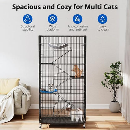 PawGiant 6-Tier Large Cat Cage Playpen, 72-inch Indoor/Outdoor Enclosure - Image 6