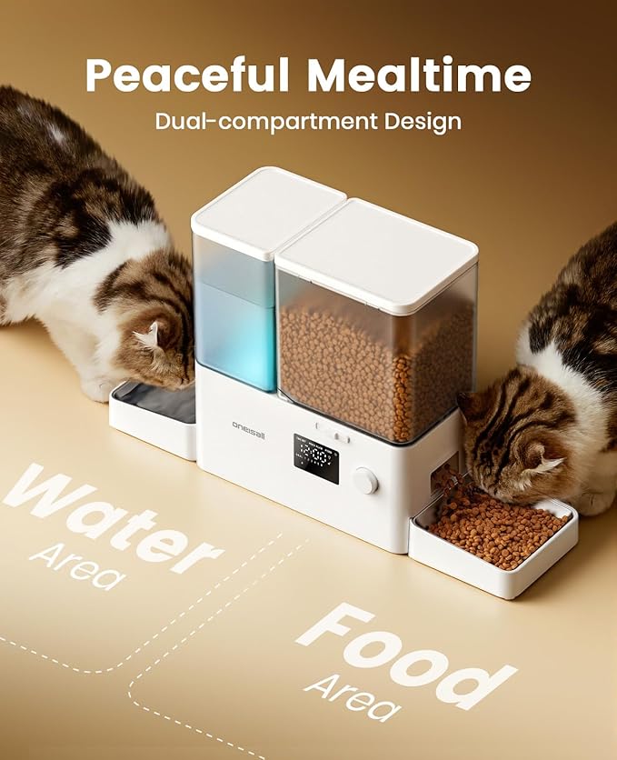 oneisall Automatic Cat Feeder and Water Dispenser, Cat Food Dispenser - Image 4