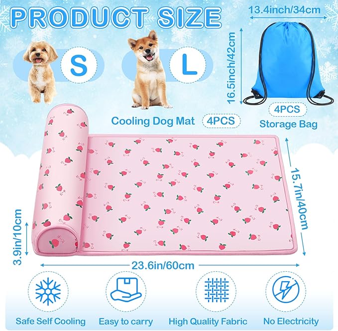 DoubleFill 4 Pack Cooling Pet Mats 15.7" x 23.6" Cooling Dog Beds - Image 2