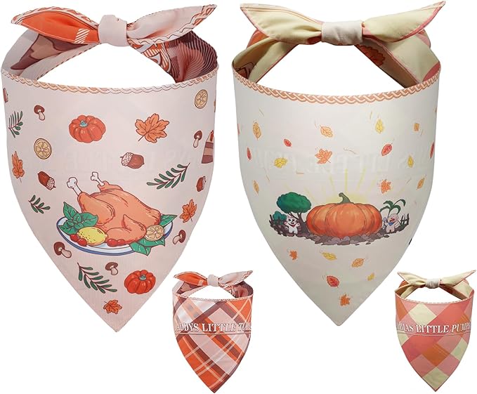 Thanksgiving Dog Bandanas 2 Pack, Fall Dog Bandanas by SharelovespreadjoychooseGOHERII