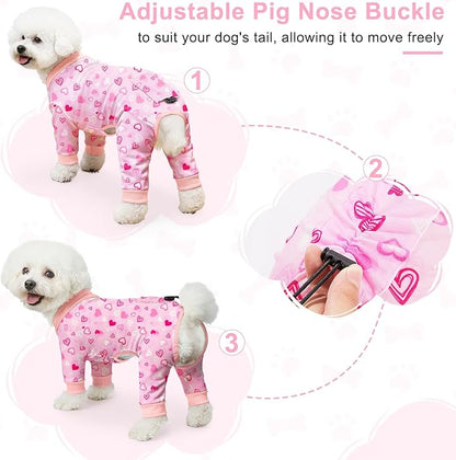 Bienbee Dog Pajamas, 4 Pack Dog Recovery Suit Shedding Suit Cute Soft Puppy - Image 4