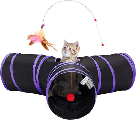 Tempcore Cat Tunnel for Indoor Cats, 3-Way Collapsible Play Tunnel by Tempcore