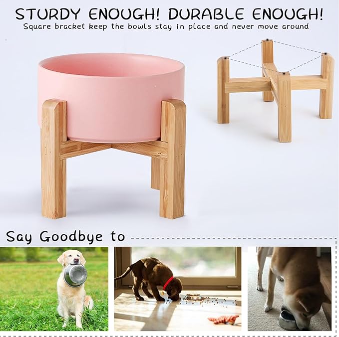 Petygooing PinkElevated/Raised Ceramic Dog Bowl - Image 4