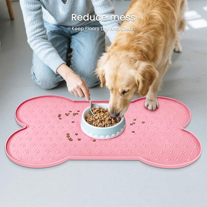 PWTAA Dog Food Mat Anti-Slip Silicone Dog Bowl Mat Thicker Pet Placemat - Image 8