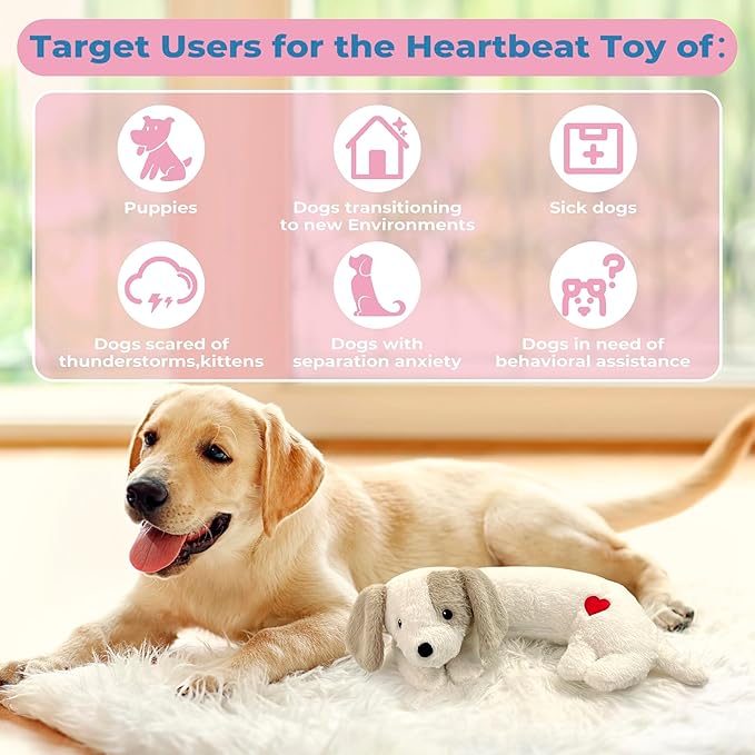 Moropaky Heartbeat Puppy Toy for Dogs, Heartbeat Stuffed Animal for Anxiety - Image 5