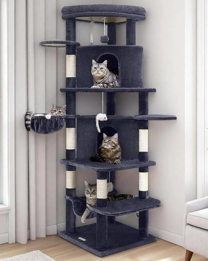 Globlazer Corner Cat Tree for Large Cats, 66inch Tall Curved Series Large Cat by Globlazer