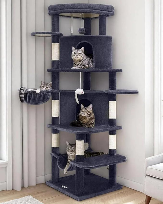Globlazer Corner Cat Tree for Large Cats, 66inch Tall Curved Series Large Cat by Globlazer