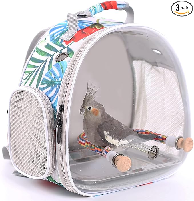 Bird Carrier Backpack with Rope Perch, Portable Bird Travel Carrier Backpack by ORIZZP